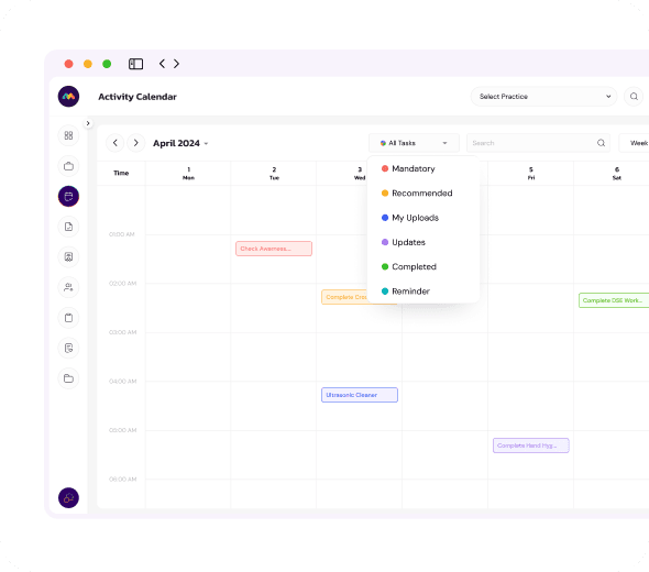 MediComply activity calendar